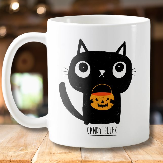 Cute Halloween Cat Asking for Candy Coffee Mug (Creator Uploaded)