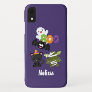 Cute Halloween Cat, Bat, Mummy & Ghost iPhone XR Case