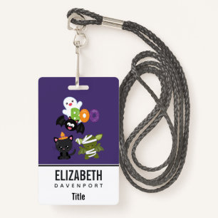 Cute Halloween Cat, Bat, Mummy & Ghost ID Badge