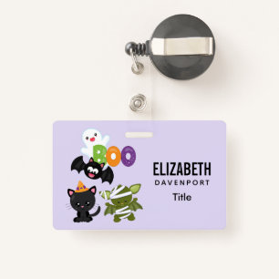 Cute Halloween Cat, Bat, Mummy & Ghost ID Badge