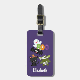 Cute Halloween Cat, Bat, Mummy & Ghost Luggage Tag