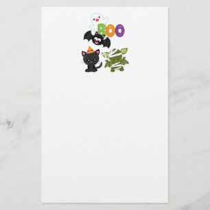 Cute Halloween Cat, Bat, Mummy & Ghost Stationery