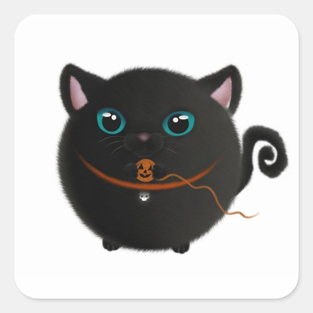 Cute Halloween Cat Borb Sticker (Front)