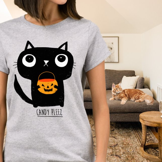 Cute Halloween Cat Candy Please T-Shirt (Creator Uploaded)