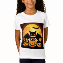 Cute Halloween Cat Character with Pumpkins