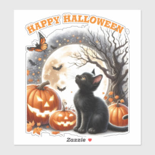 Cute Halloween Cat Custom-Cut Vinyl Sticker