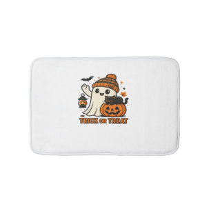 Cute Halloween Cat in Pumpkin Costume Classic T-Sh Bath Mat