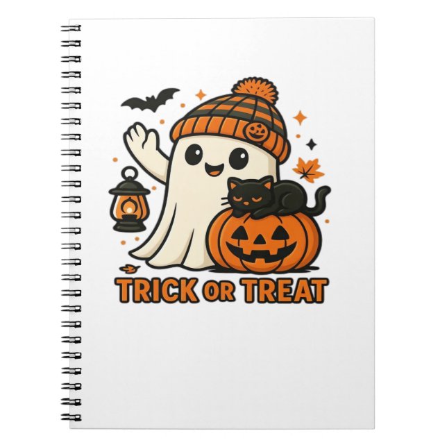Cute Halloween Cat in Pumpkin Costume Classic T-Sh Notebook (Front)