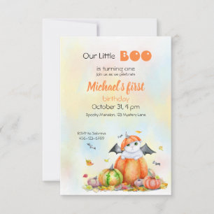 Cute Halloween Cat in Pumpkin Invitation