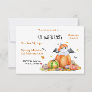      Cute Halloween Cat in Pumpkin  Invitation