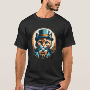 Cute Halloween Cat in Vampire Costume T-Shirt