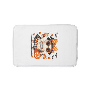 Cute Halloween Cat � Kawaii Witch Kitty with Pumpk Bath Mat