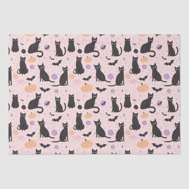 Cute Halloween cat orange  Tissue Paper (Front)