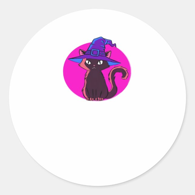 Cute Halloween Cat Oversized T-Shirt Classic Round Sticker (Front)