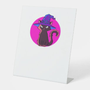 Cute Halloween Cat Oversized T-Shirt Pedestal Sign