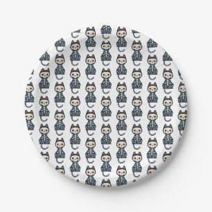Cute Halloween Cat Pattern Paper Plate