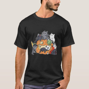 Cute Halloween Cat Pumpkin House Men Women T Shirt