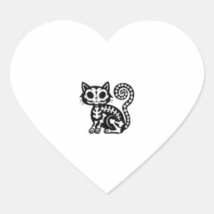 Cute Halloween Cat Skeleton Animal Skull Kitty Arc Heart Sticker