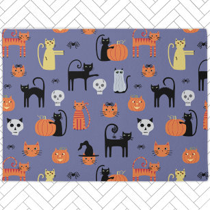 Witch familiar Black cat silhouette doormat Halloween