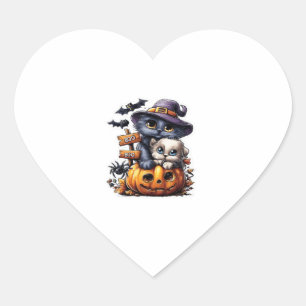 Cute Halloween Cat Sticker – Witch Hat, Pumpkin an