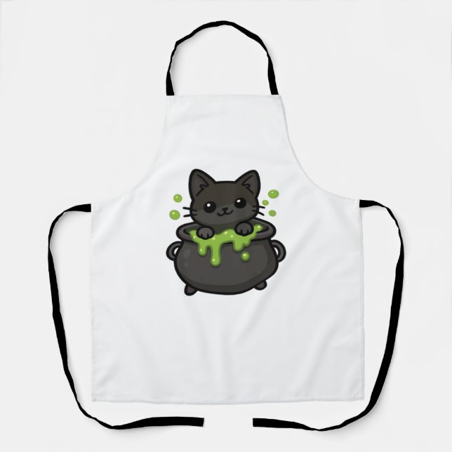 Cute Halloween Cat Sticker – Witch Hat, Pumpkin an Apron (Front)