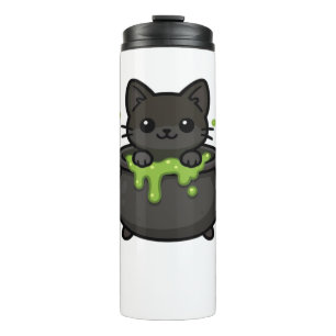 Cute Halloween Cat Sticker – Witch Hat, Pumpkin an Thermal Tumbler