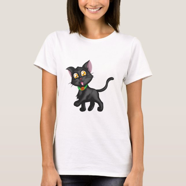 Cute Halloween Cat T-Shirt (Front)