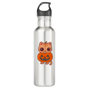 Cute Halloween Cat T-Shirt – Two Kawaii Cats Holdi 710 Ml Water Bottle