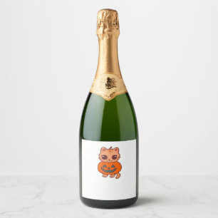 Cute Halloween Cat T-Shirt – Two Kawaii Cats Holdi Sparkling Wine Label
