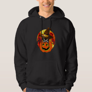 Cute Halloween Cat Witch Hat Pumpkin Scary Pet Moo Hoodie