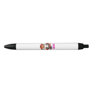 Cute Halloween Cat with Pumpkin and Witch Hat Deco Black Ink Pen