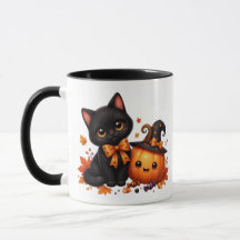 Cute Halloween Cat with Pumpkin