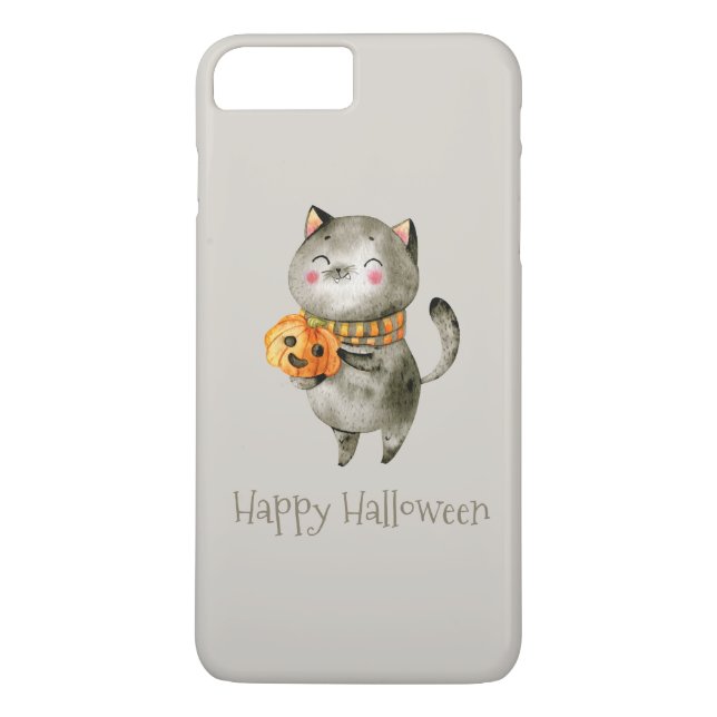 Cute Halloween Cat with Pumpkin | Phone Case (Back)