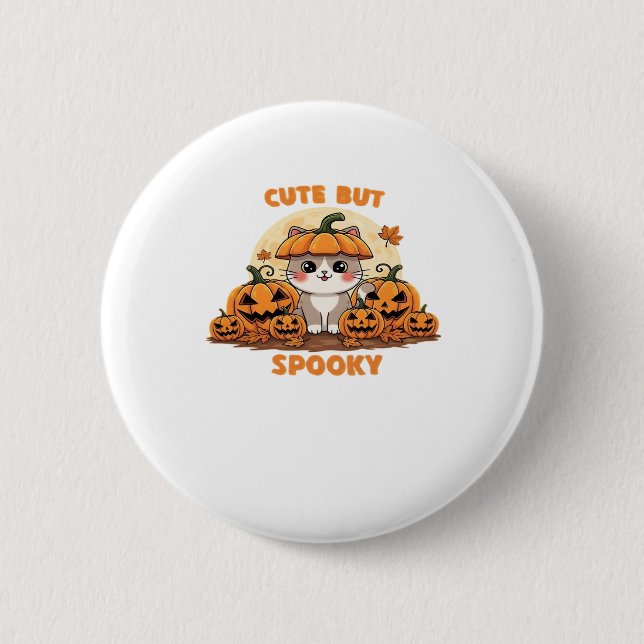 Cute Halloween Cat with Pumpkins � Kawaii Spooky F 6 Cm Round Badge (Front)