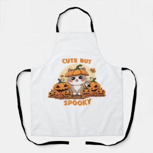 Cute Halloween Cat with Pumpkins � Kawaii Spooky F Apron