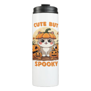 Cute Halloween Cat with Pumpkins � Kawaii Spooky F Thermal Tumbler