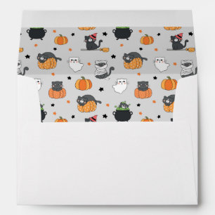 Cute Halloween Cats and Ghosts Pattern Envelope