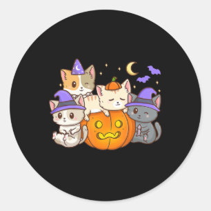 Cute Halloween Cats Anime Cat Kawaii Pumpkin Cat L Classic Round Sticker