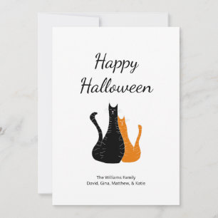 Cute Halloween Cats Black Orange  Holiday Card