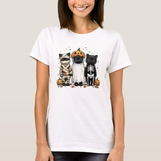 Cute Halloween Cats Costume T-Shirt (Front)