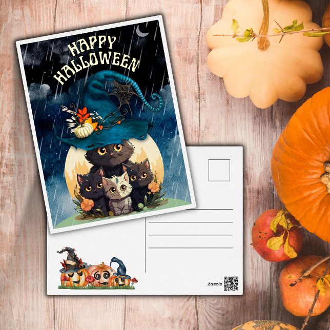 Cute Halloween Cats Foil Postcard (Creator Uploaded)