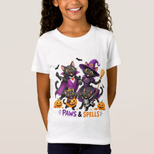 Cute Halloween Cats Paws and Spells T-Shirt
