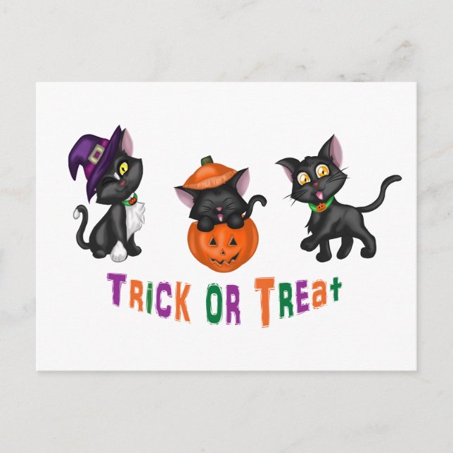Cute Halloween Cats Postcard (Front)