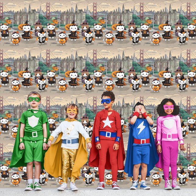 Cute Halloween Cats San Francisco DIY Peel & Stick Wallpaper (Creator Uploaded)