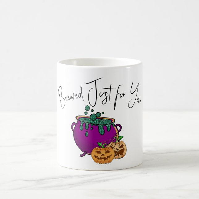 Cute Halloween Cauldron and Pumpkins Coffee Mug (Center)