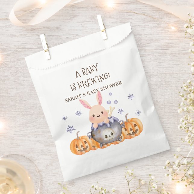 Cute Halloween Cauldron Baby is Brewing Shower Favour Bags (Clipped)