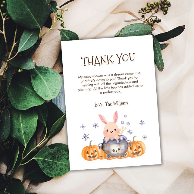Cute Halloween Cauldron Baby is Brewing Shower Thank You Card (Cute Halloween Cauldron Baby is Brewing Shower Thank You Card)