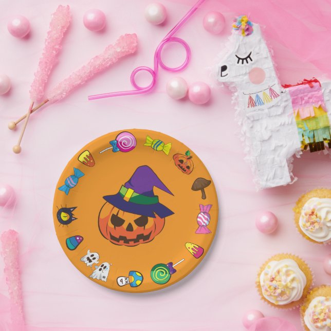 Cute Halloween Character Paper Plate (Party)