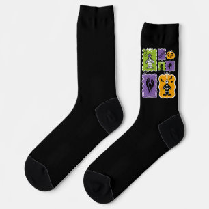 Cute Halloween Characters Mummy and Skeleton Socks