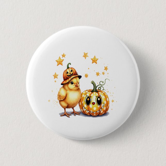 Cute Halloween Chick Pumpkin 6 Cm Round Badge (Front)